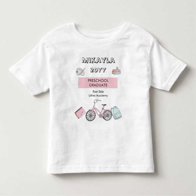 Camiseta De Bebé Nombre de Graduación de Preescolar Cute | Año | Es (Anverso)