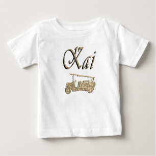 Camiseta De Bebé Nombre de Kai con camión de bomberos,  