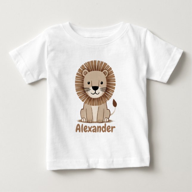 Camiseta De Bebé Nombre de león corto personalizable (Anverso)