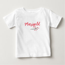 Camiseta De Bebé Nombre de Marigold Personalizado Rojo Navidad Clás
