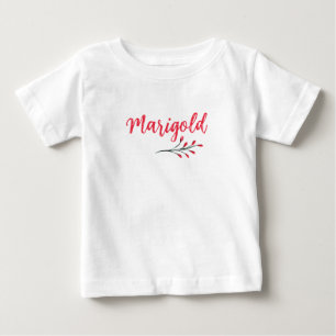 Camiseta De Bebé Nombre de Marigold Personalizado Rojo Navidad Clás