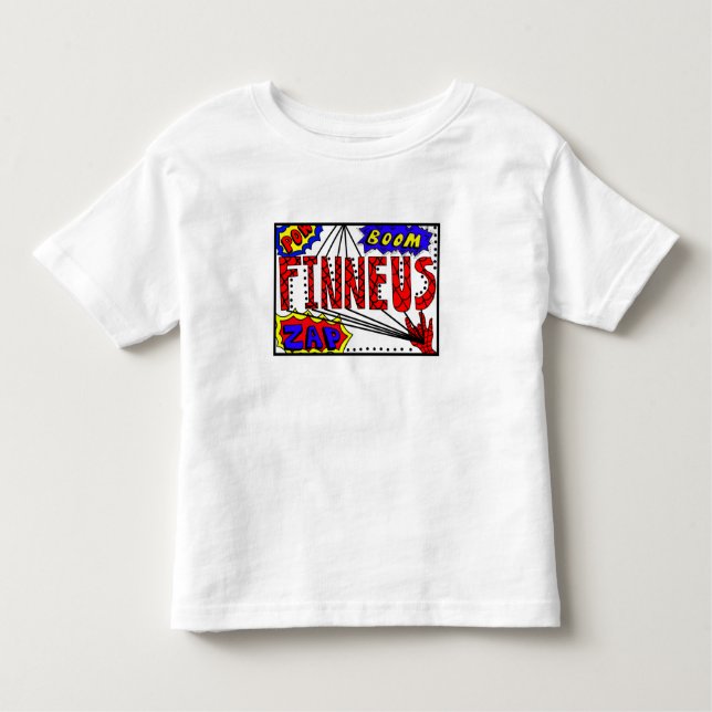Camiseta De Bebé Nombre de Niño Finneus Poderes Súper Telaraña (Anverso)