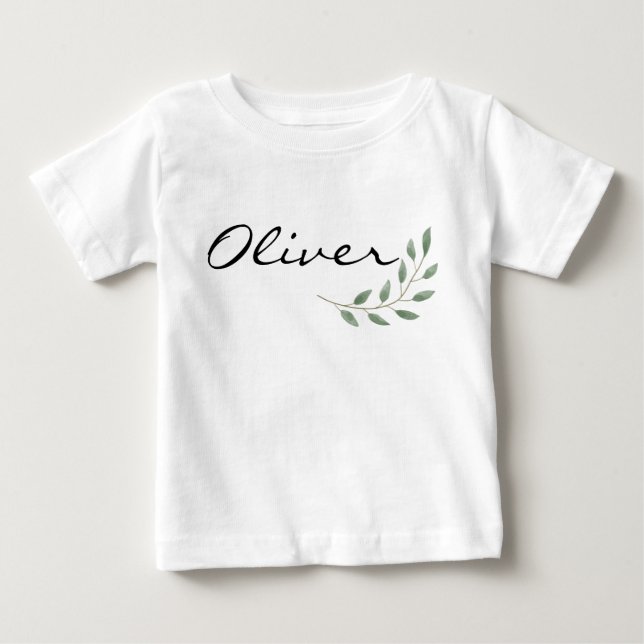Camiseta De Bebé Nombre de Oliver Revelar Romper Nacido Nacido Naci (Anverso)