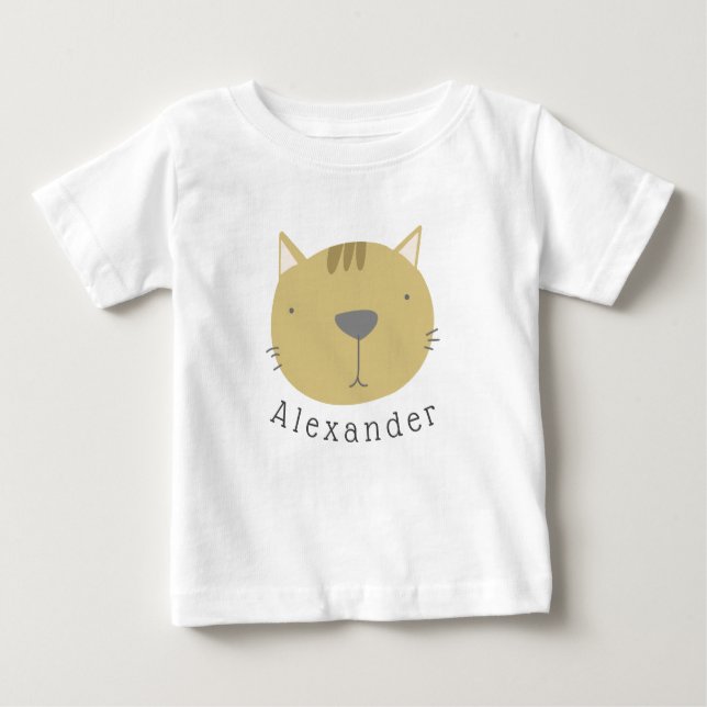 Camiseta De Bebé Nombre de personalizable de gato corto (Anverso)