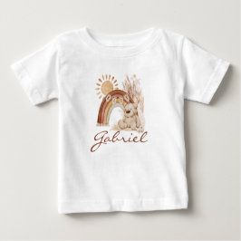 Camiseta De Bebé Nombre del bebé personalizado Boho Teddy Bear Rain