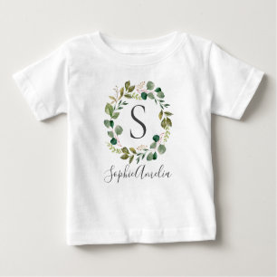 Camiseta De Bebé Nombre del bebé personalizado de Eucalipto Leafy W