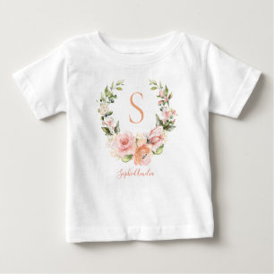 Camiseta De Bebé Nombre del bebé personalizado de la guirnalda de c