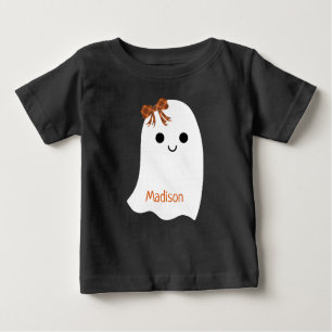 Camiseta De Bebé Nombre del Chica de Halloween Ghost Plaid Bow Kids