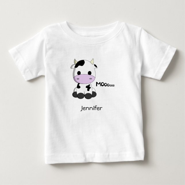Camiseta De Bebé Nombre del dibujo animado de la vaca del kawaii (Anverso)
