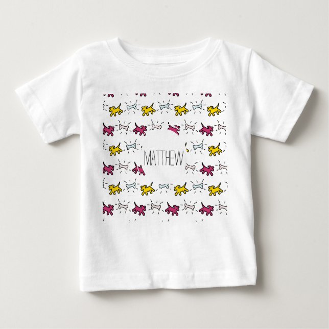Camiseta De Bebé Nombre del estilo de graffiti óseo de perro Elegir (Anverso)