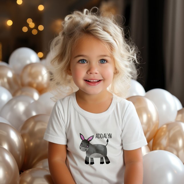 Camiseta De Bebé Nombre del niño pequeño del burro (Cute donkey infant/toddler t-shirt personalized with your child's name)