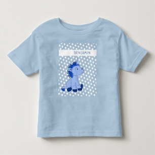 Camiseta De Bebé Nombre del patrón de punto de polka azul de unicor