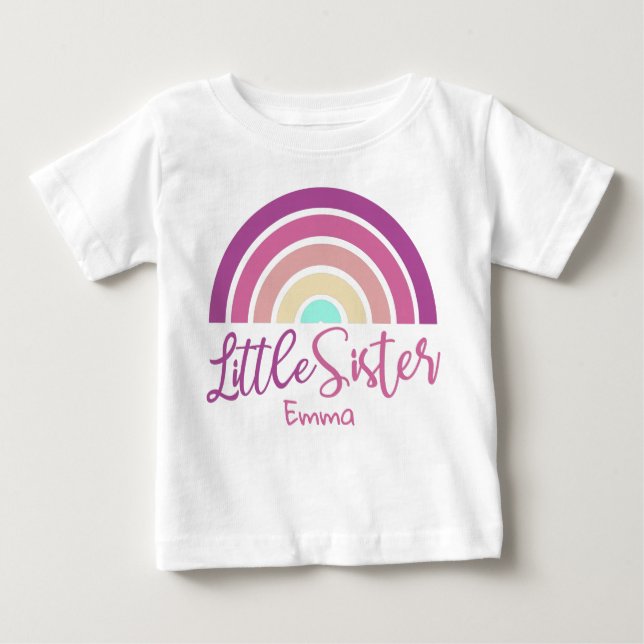 Camiseta De Bebé Nombre del personalizable de hermanita pequeña arc (Anverso)