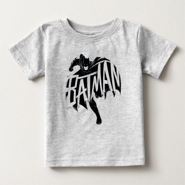 Camiseta De Bebé Nombre del pincel de tinta de Batman (Anverso)