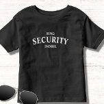 Camiseta De Bebé Nombre del portador del anillo de seguridad de ani<br><div class="desc">Haz que tu portador de anillo se sienta especial con esta camiseta de seguridad de anillo. Haga clic en - personalizar - para agregar fácilmente su nombre personalizado. Diseño elegante en blanco y negro.</div>