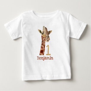 Camiseta De Bebé Nombre del primer cumpleaños de la jirafa personal