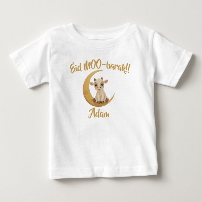 Camiseta De Bebé Nombre divertido de bebé vaca linda Eid Adha bebé  (Anverso)