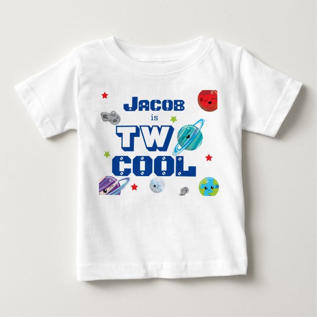 Camiseta De Bebé Nombre: Dos estrellas de planetas espaciales de Gu (Anverso)