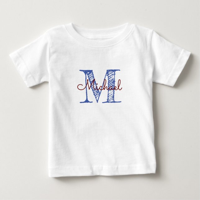 Camiseta De Bebé Nombre esquematizado personalizado Monograma Niño (Anverso)