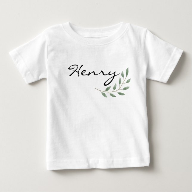 Camiseta De Bebé Nombre Henry Revelar Ropa Naturaleza Hoja Botánica (Anverso)