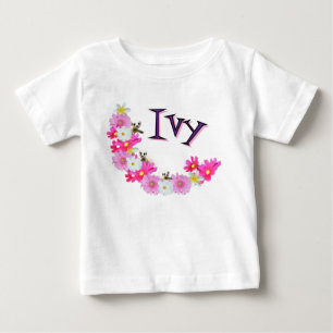 Camiseta De Bebé Nombre Ivy Con Corona De Flores De Bebé Suricata,