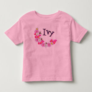 Camiseta De Bebé Nombre Ivy con guirnalda de flores de suricata beb