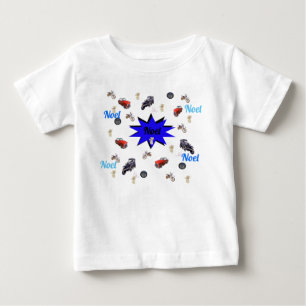 Camiseta De Bebé Nombre Noel Con Coches Ositos Y Motocicletas,