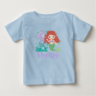 Camiseta De Bebé Nombre personalizado 1er cumpleaños Princesa Merma