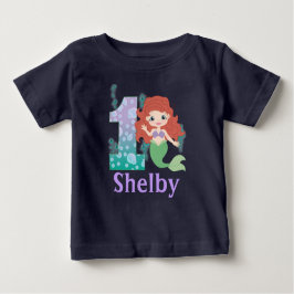 Camiseta De Bebé Nombre personalizado 1er cumpleaños Princesa Merma