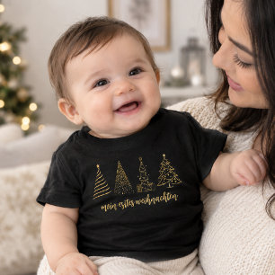 Camiseta De Bebé Nombre personalizado árbol de Navidad en oro bebé