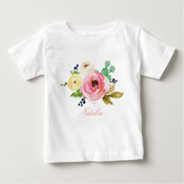 Camiseta De Bebé Nombre personalizado Bebé Chica acuarela Floral-4