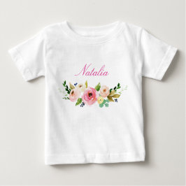 Camiseta De Bebé Nombre personalizado Bebé Chica acuarela Floral-7