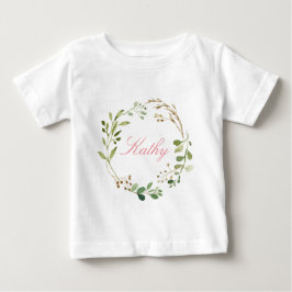 Camiseta De Bebé Nombre personalizado Bebé Chica Watercolor Floral