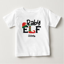 Nombre personalizado Bebé Navidades elf camiseta