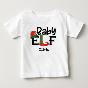 Camiseta De Bebé Nombre personalizado Bebé Navidades elf camiseta