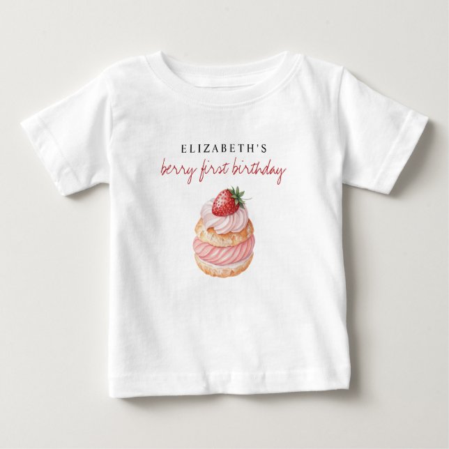 Camiseta De Bebé Nombre personalizado Berry Primer cumpleaños (Anverso)