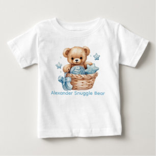 Camiseta De Bebé Nombre personalizado Blue Teddy Bear Baby Shirt