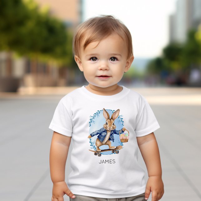 Camiseta De Bebé Nombre Personalizado Bono de Pascua Patineta (Subido por el creador)