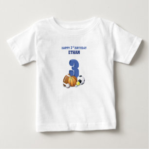 Camiseta De Bebé Nombre personalizado Boy 3er cumpleaños bolas depo