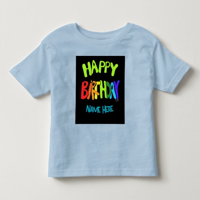 Camiseta De Bebé Nombre personalizado Brillante y Feliz Cumpleaños (Anverso)