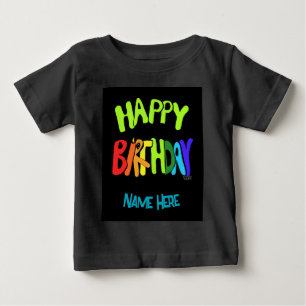 Camiseta De Bebé Nombre personalizado Brillante y Feliz Cumpleaños 