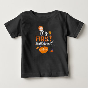 Camiseta De Bebé Nombre personalizado Calabaza linda Primer Hallowe