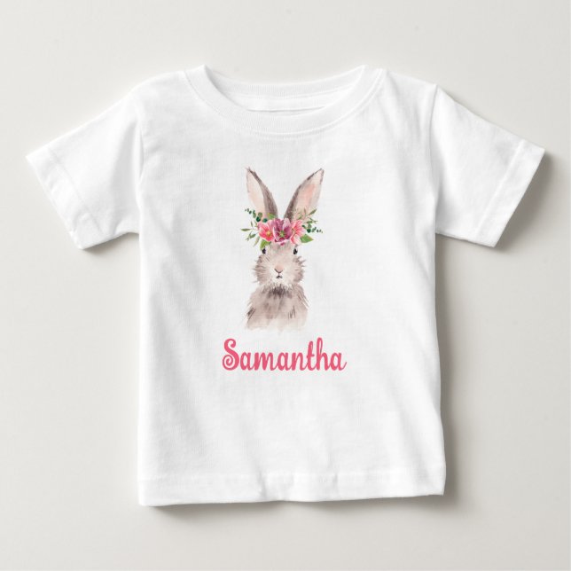 Camiseta De Bebé Nombre personalizado Chica conejo conejo conejo be (Anverso)