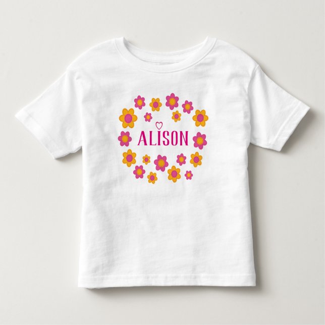 Camiseta De Bebé Nombre personalizado chica de resorte floral amari (Anverso)