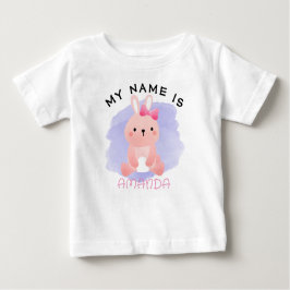 Camiseta De Bebé Nombre personalizado Conejo de acuarela Baby Showe