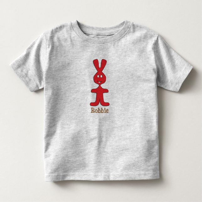 Camiseta De Bebé nombre personalizado conejo rojo (Anverso)