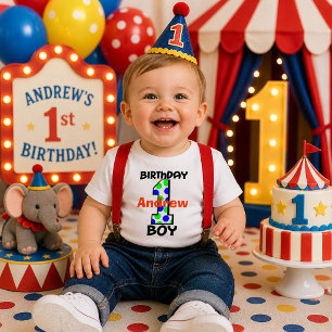 Camiseta De Bebé Nombre Personalizado Cumpleaños 1 Niño Lunares 1