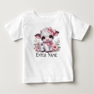 Camiseta De Bebé Nombre personalizado Cuta Bebé Rosa Chica Highland