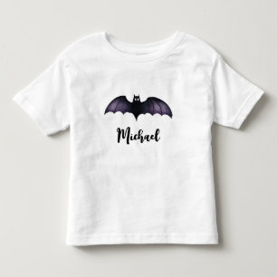 Camiseta De Bebé Nombre personalizado Cute Spooky Black Bat Hallowe