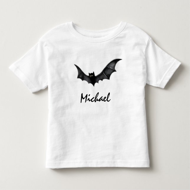 Camiseta De Bebé Nombre personalizado Cute Spooky Black Bats Hallow (Anverso)